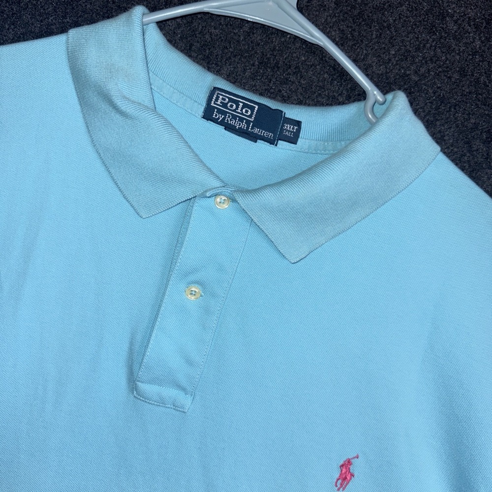 Polo Ralph Lauren Polo Shirt Mens 3XLT Big Blue Turquoise Pink Pony Casual